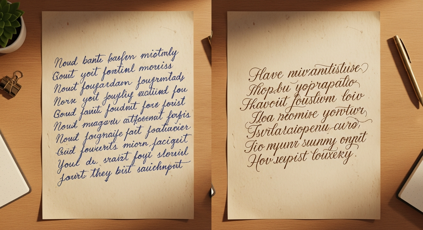 Пример изменения почерка до и после курса Handwritea